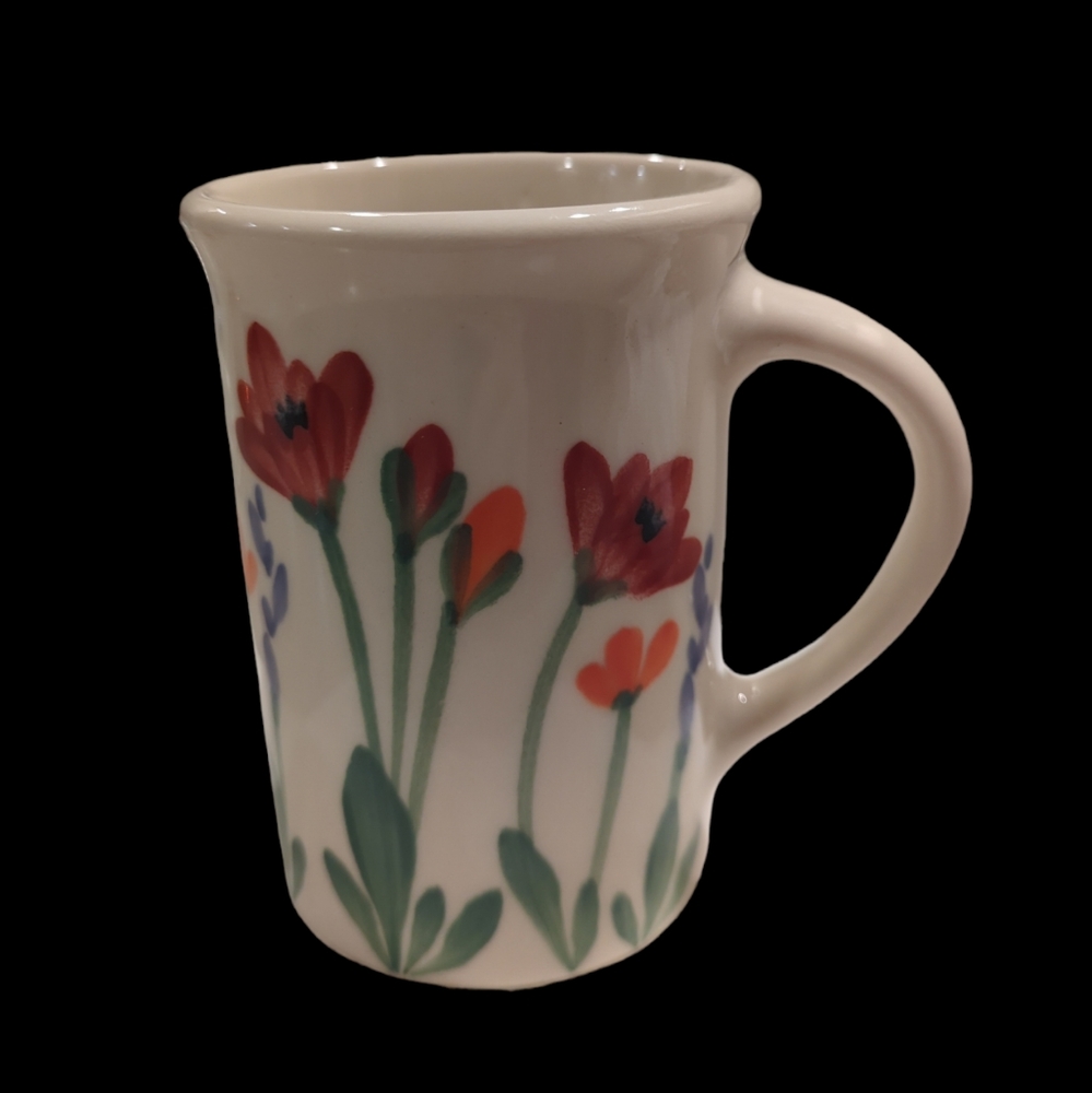 Emerson Creek Pottery teacup/mug red poppy design